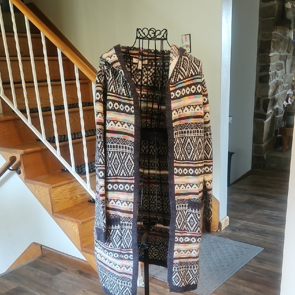 👚MONTEAU Multicolor Patterned Women's Knee Length Cardigan